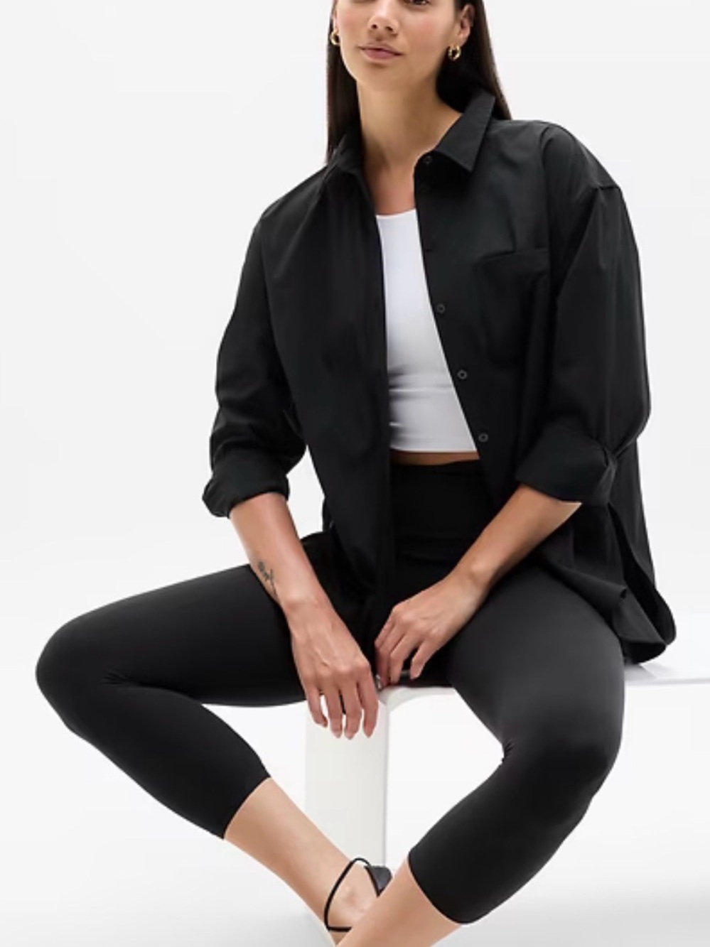 Athleta Midday Poplin Oversized Shirt XXS XS S